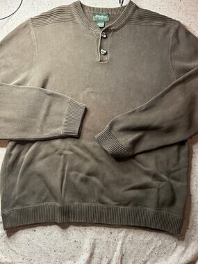Vintage Eddie Bauer Cotton Henley Sweater Brown XL Men’s Gorpcore Fisherman